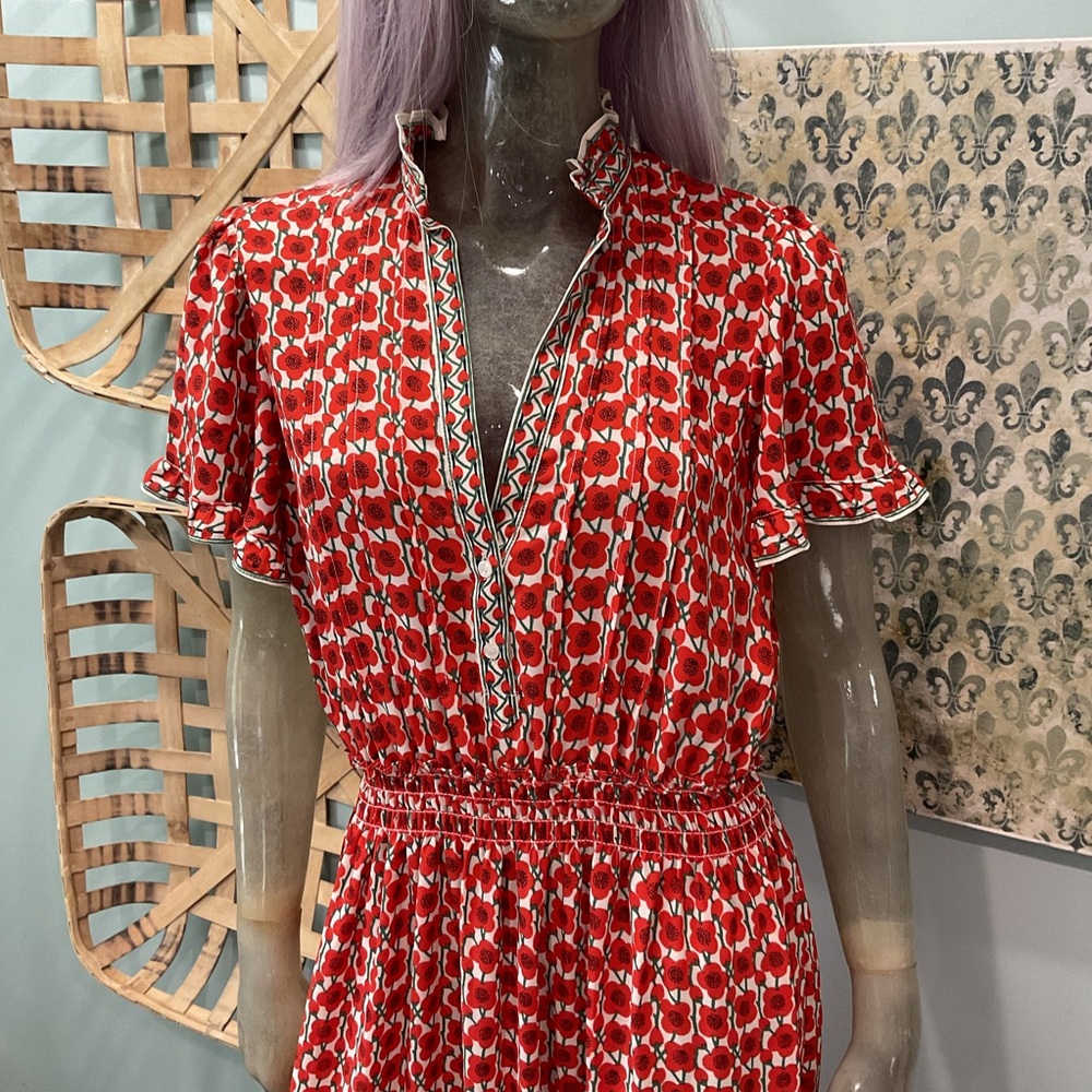 Max Studio Red and White Floral Maxi Dress